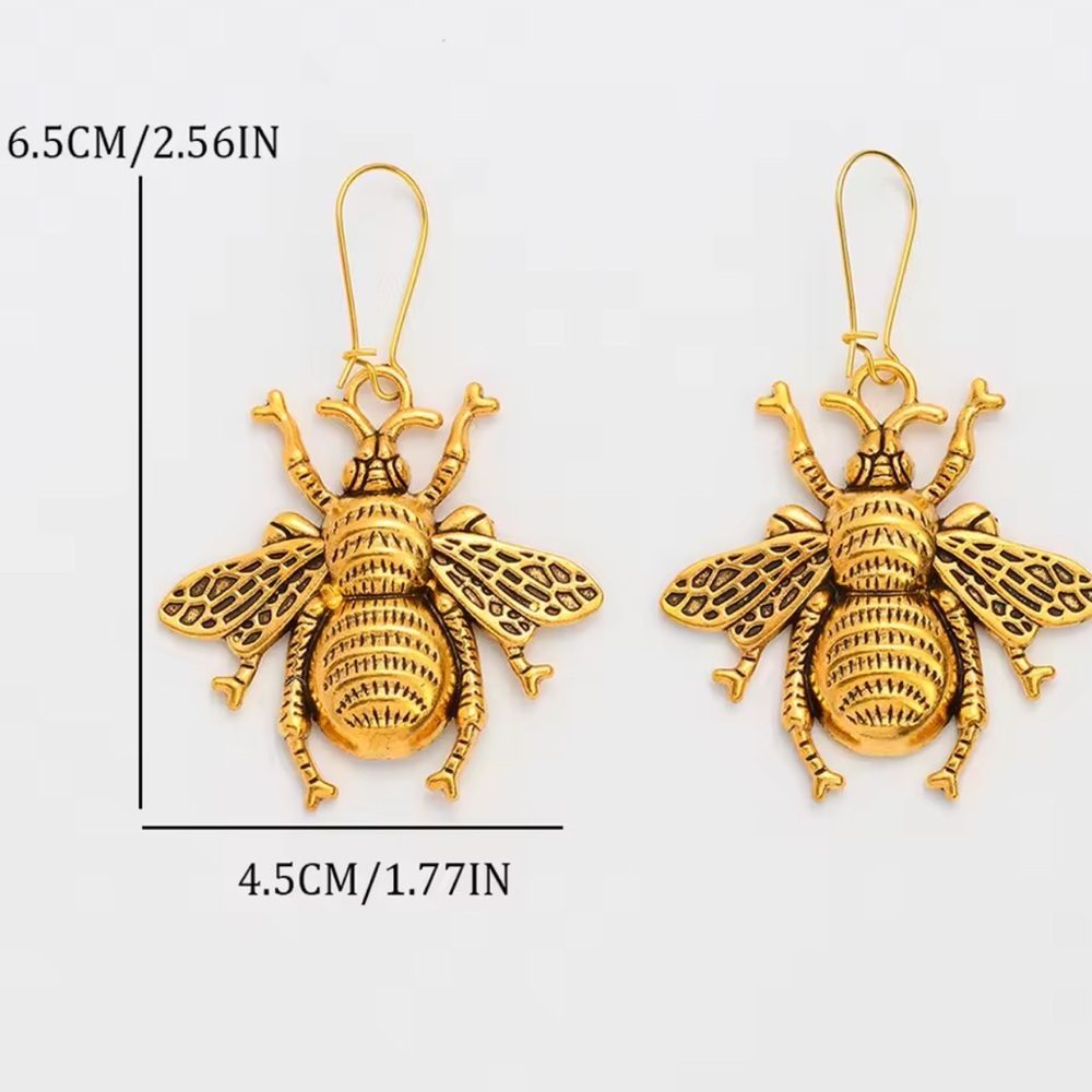 Gold Bee Dangle Earrings exclusive Jewelry - Picture 5 of 8